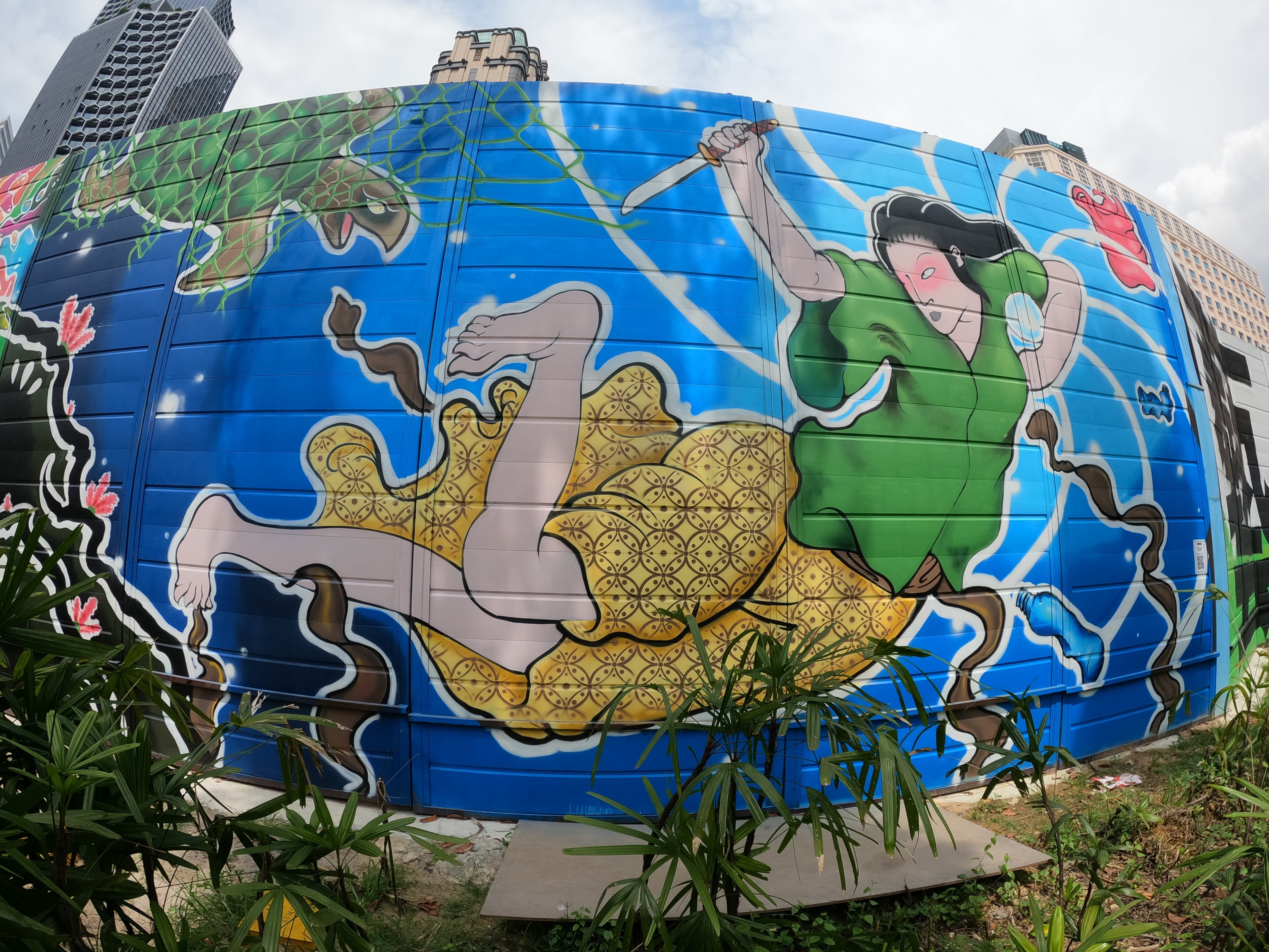 Photo of outdoor artwork at hoarding at Kampong Gelam